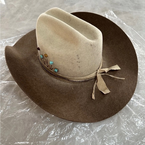 Free People Cassidy Stone Wool Hat – Taupe Ombre Wide Brim - Picture 2 of 4